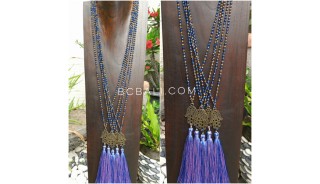hamsa hand pendant tassels necklace crystal bead 2color prayer